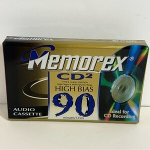 (1) Memorex CD2 Cassette Tape HIGH BIAS Type II 90 Minutes